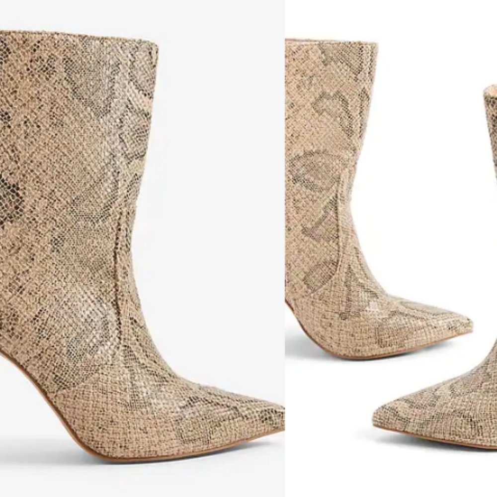 NWT Faux Leather Croc Thin Heel Boots SIZE 8